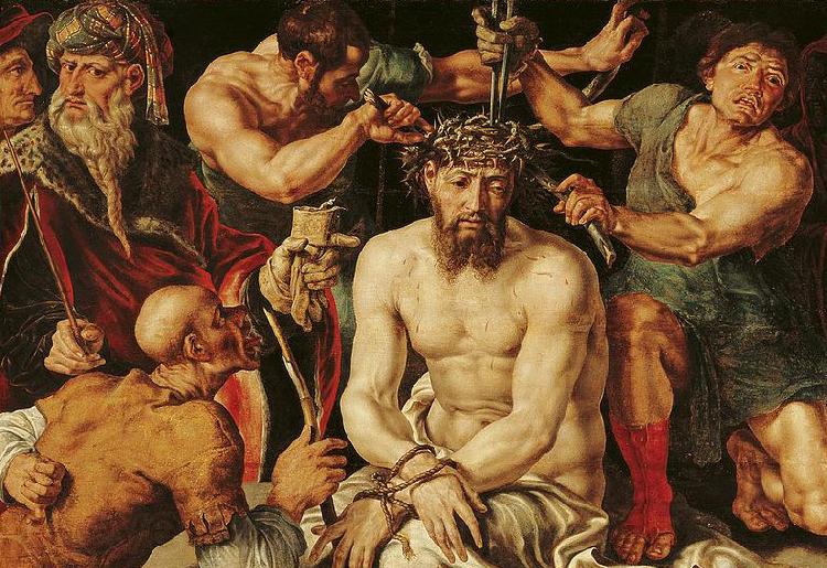 Maarten van Heemskerck Christ crowned with thorns Norge oil painting art